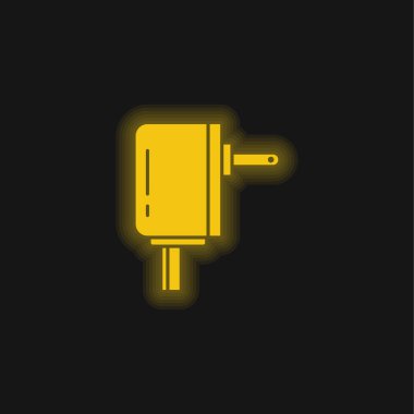 Adapter yellow glowing neon icon clipart
