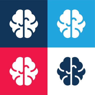 Beyin mavisi ve kırmızı dört renk minimal simge kümesi