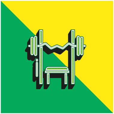 Bench Press Green ve sarı 3D vektör simgesi logosu