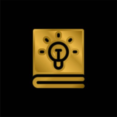 Kitap altın kaplamalı metalik simge veya logo vektörü