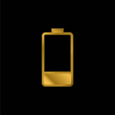 Pil altın kaplamalı metalik simge veya logo vektörü