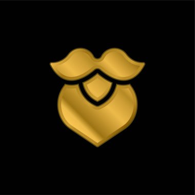 Sakallı altın kaplama metalik simge veya logo vektörü