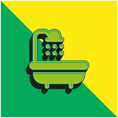 Küvet Yeşil ve sarı modern 3D vektör simgesi logosu