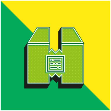 Kutu Yeşil ve Sarı Modern 3D vektör simgesi logosu