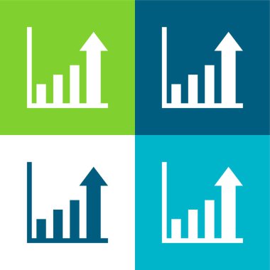 Bar Chart Flat four color minimal icon set clipart