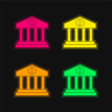 Dört renk parlayan neon vektör simgesini kaydet