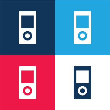 Apple İpod mavi ve kırmızı dört renk minimal simge kümesi