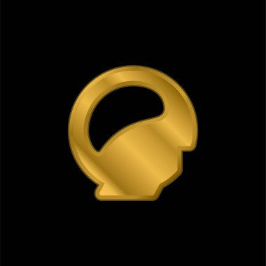 Beyin altın kaplamalı metalik simge veya logo vektörü