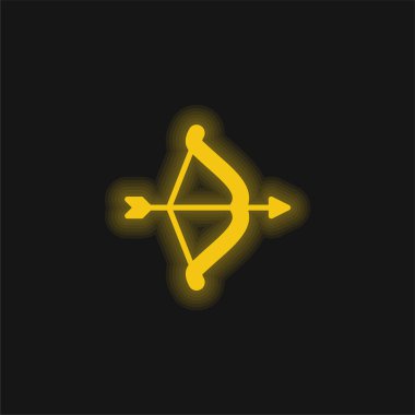 Okçuluk sarı parlak neon simgesi
