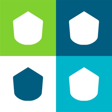 Siyah Çokgen Şekil Düz 4 renk simgesi kümesi