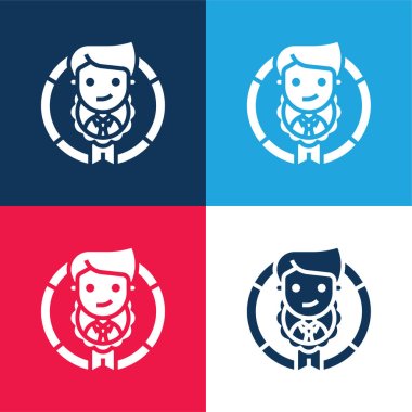 Appraisal blue and red four color minimal icon set clipart