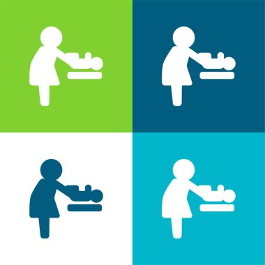 Baby Changer Flat four color minimal icon set clipart