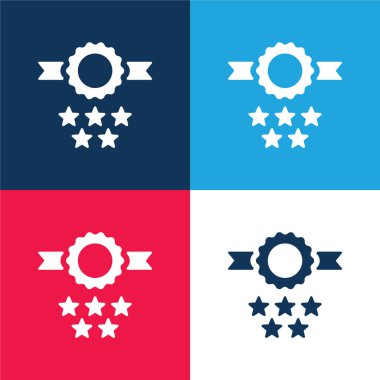 Rozet mavi ve kırmızı dört renk minimal simge kümesi