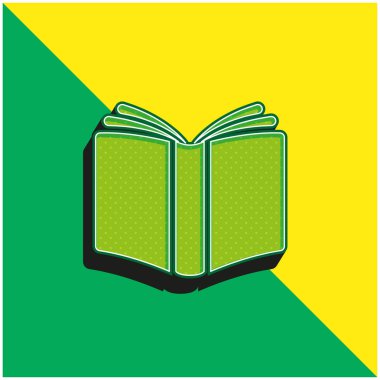 Kitap Kapağı Yeşil ve Sarı 3D vektör simgesi logosu
