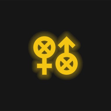 Biphobia yellow glowing neon icon