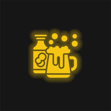 Bira sarısı parlak neon simgesi