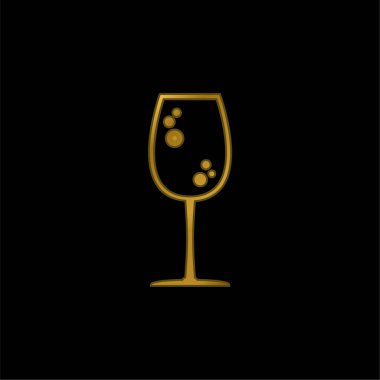 Baloncuklu Büyük İçki Kadehi altın kaplama metalik simge veya logo vektörü