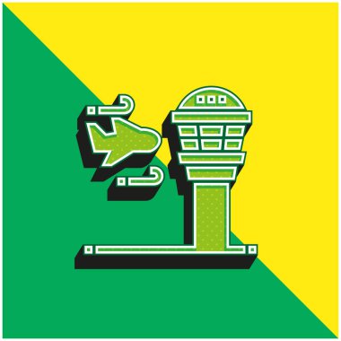 Havaalanı Yeşil ve sarı modern 3d vektör simgesi logosu
