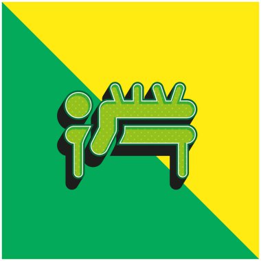 Akupunktur Yeşil ve sarı modern 3D vektör simgesi logosu