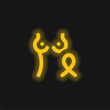 Göğüs kanseri sarı parlak neon ikonu