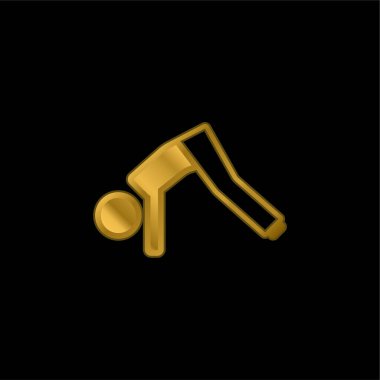 Yerdeki Çocuk Ayakları Altın kaplama metalik ikon veya logo vektörü