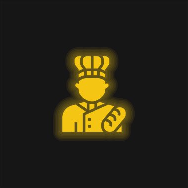 Baker sarı parlak neon simgesi