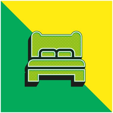 Yatak Yeşil ve Sarı Modern 3D vektör simgesi logosu