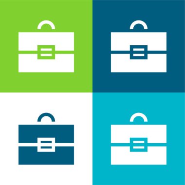 Evrak çantası Düz 4 renk minimal simgesi seti