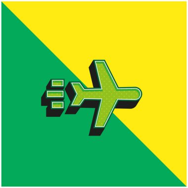 Uçak Yeşil ve Sarı Modern 3D vektör simgesi logosu