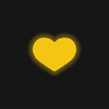Büyük siyah kalp sarı parlak neon ikon