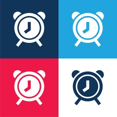 Alarm Saati mavi ve kırmızı dört renk minimal simgesi seti