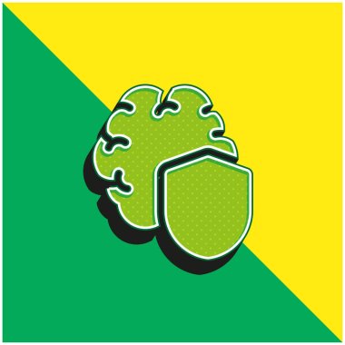 Beyin Yeşili ve Sarı Modern 3D vektör simgesi logosu