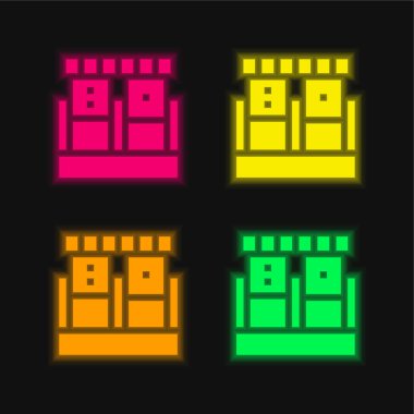 Kan örneği dört renk parlayan neon vektör simgesi