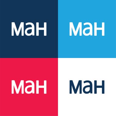 Azerbaycan Para Birimi Sembolü Mavi ve Kırmızı Dört Renk Simgesi Minimum Simgesi