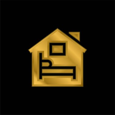 Accommodation gold plated metalic icon or logo vector clipart