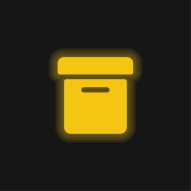 Kutu Kenarı Görünümü Sarı parlak neon simgesi