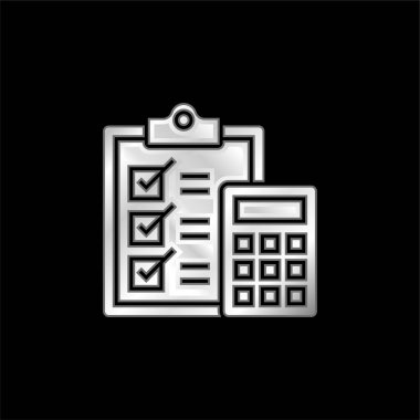 Muhasebe gümüş kaplama metalik simge