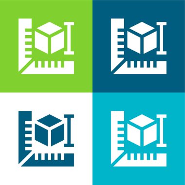 3d Yazıcı Düz 4 renk minimal simgesi seti