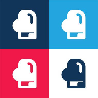 Boks mavi ve kırmızı dört renk minimal simge kümesi