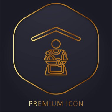 Babysitting golden line premium logo or icon clipart