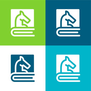 Kitap Düz 4 renk minimal simgesi seti