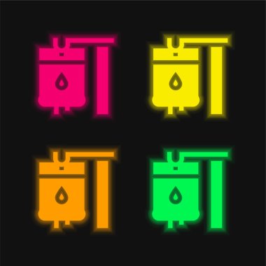 Kan dört renk parlayan neon vektör simgesi