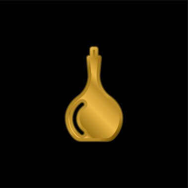 Big Bottle gold plated metalic icon or logo vector clipart