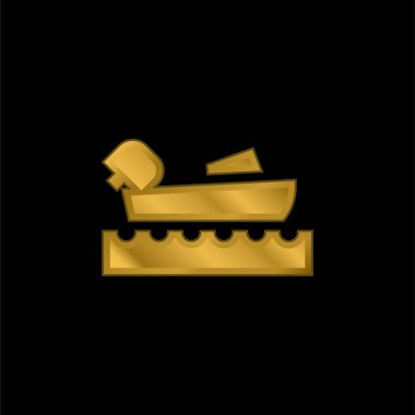 Tekne altın kaplamalı metalik simge veya logo vektörü