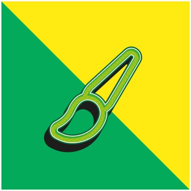 Sanat Fırçası Ana Hattı Yeşil ve Sarı 3D vektör simgesi logosu