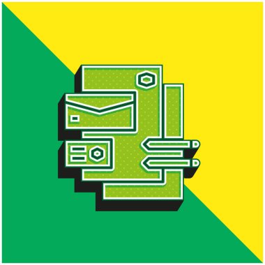 Yeşil ve sarı modern 3D vektör simgesi logosu