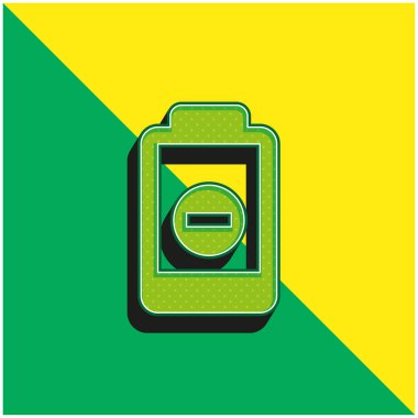 Pil Yeşil ve Sarı modern 3D vektör simgesi logosu