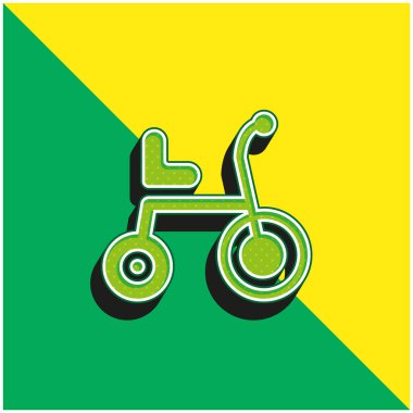 Bisiklet Yeşil ve Sarı 3D vektör simgesi
