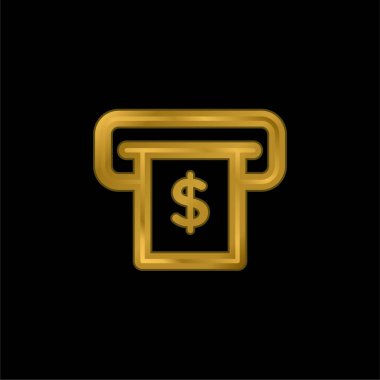 ATM altın kaplama metalik simge veya logo vektörü