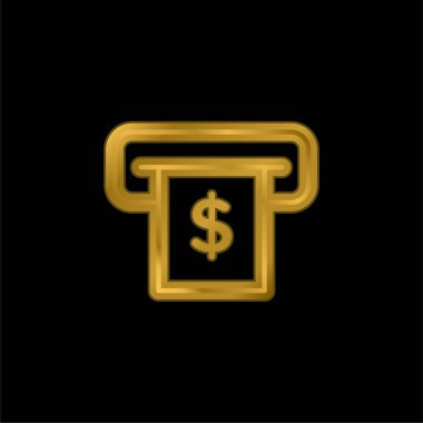 Atm gold plated metalic icon or logo vector clipart